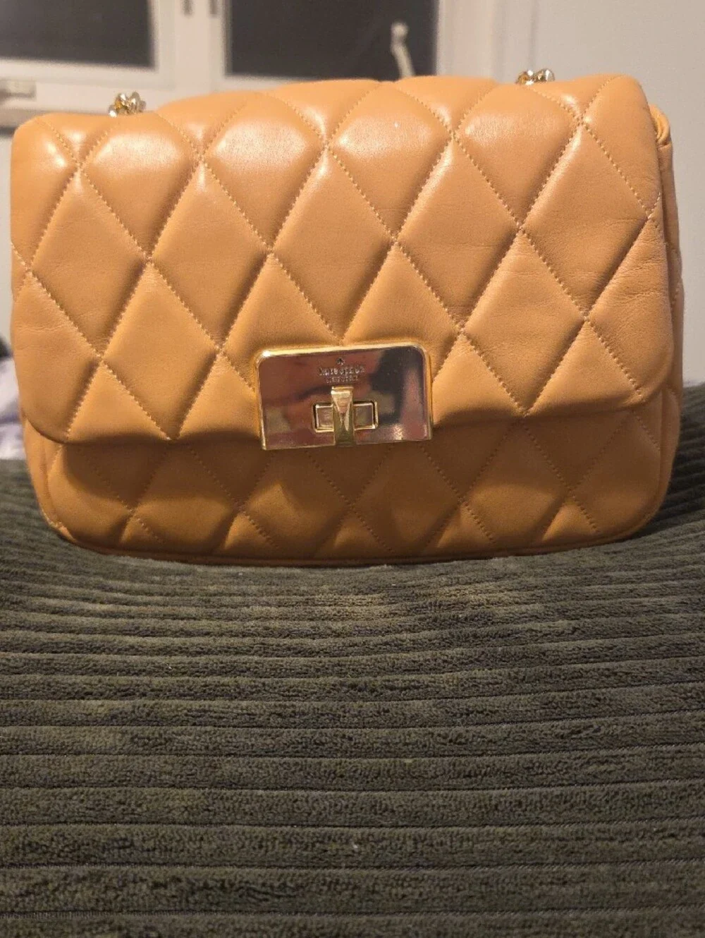 kate spade Quilted Shoulder Bag in Camel Tan with Gold Hardware